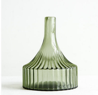 Green Striped Glass Vase