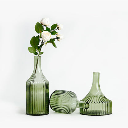 Green Striped Glass Vase