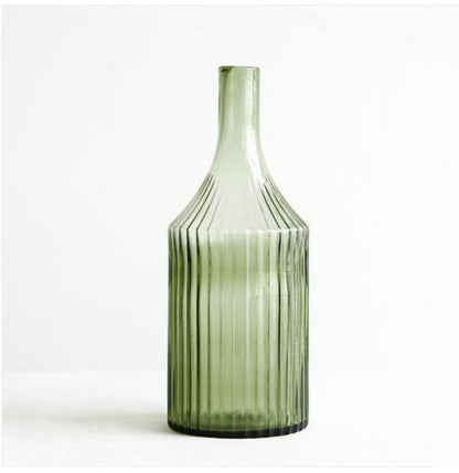 Green Striped Glass Vase